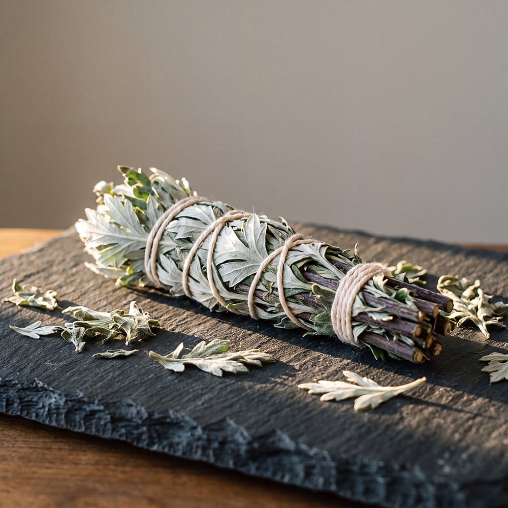 Black Mugwort Smudge Stick (Artemisia vulgaris) Back To Your Roots Herbs Black Mugwort (Artemisia vulgaris) Smudge Stick 4 inch - black mugwort smudge