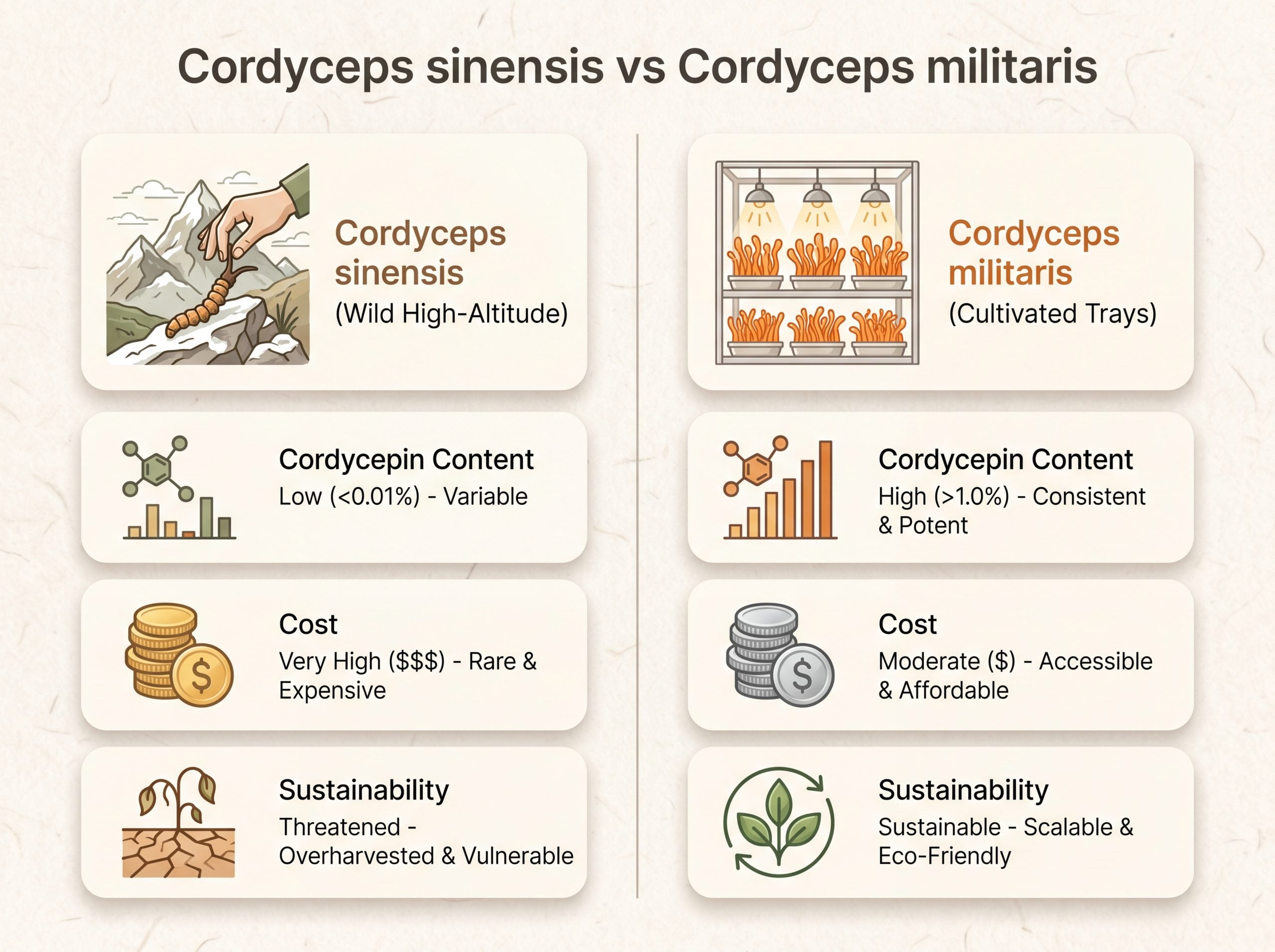 Comparison of cordyceps sinensis vs cordyceps militaris for sexual function