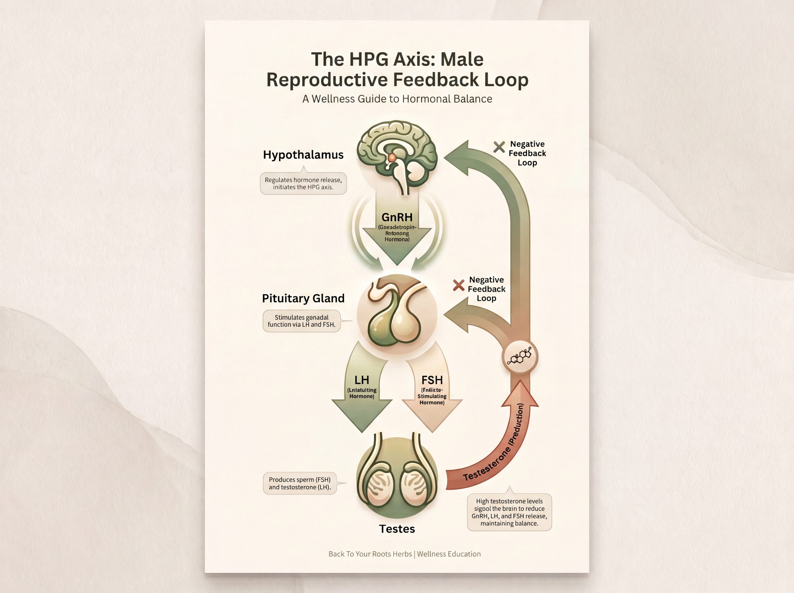 Infographic of the HPG axis showing how the body regulates testosterone production
