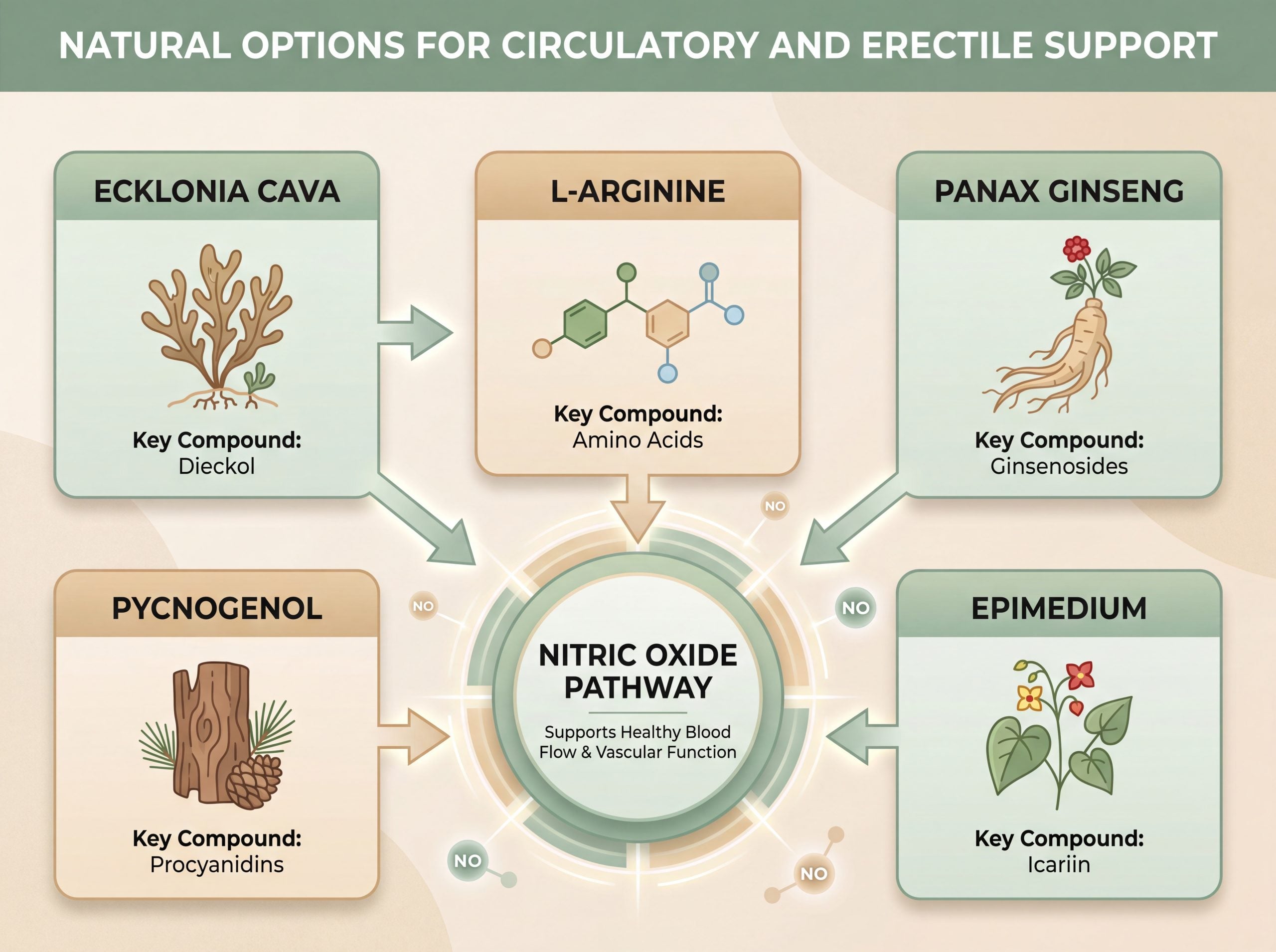 Comparison infographic of Ecklonia cava and four other botanicals for circulatory support