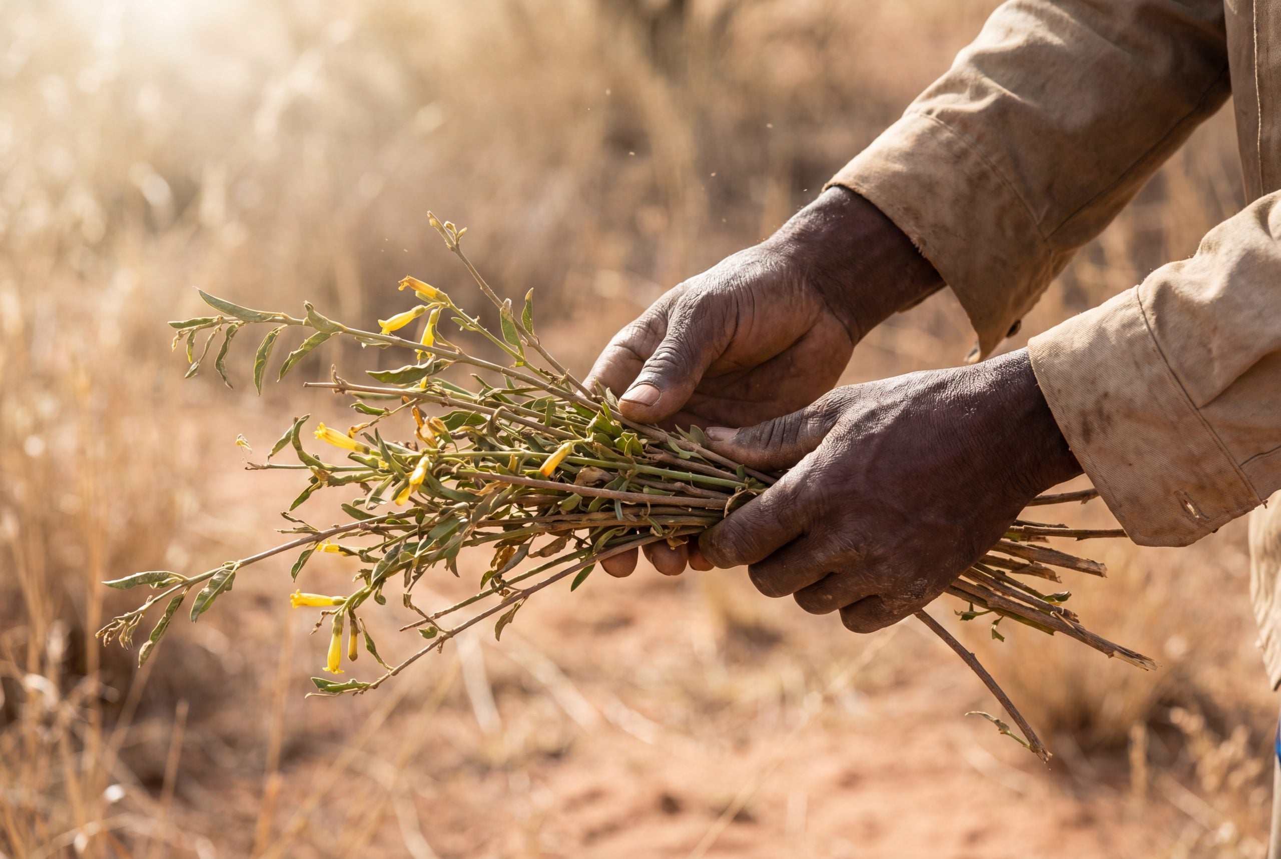 Freshly harvested Fadogia agrestis stem bundle from Northern Nigeria sourcing terroir