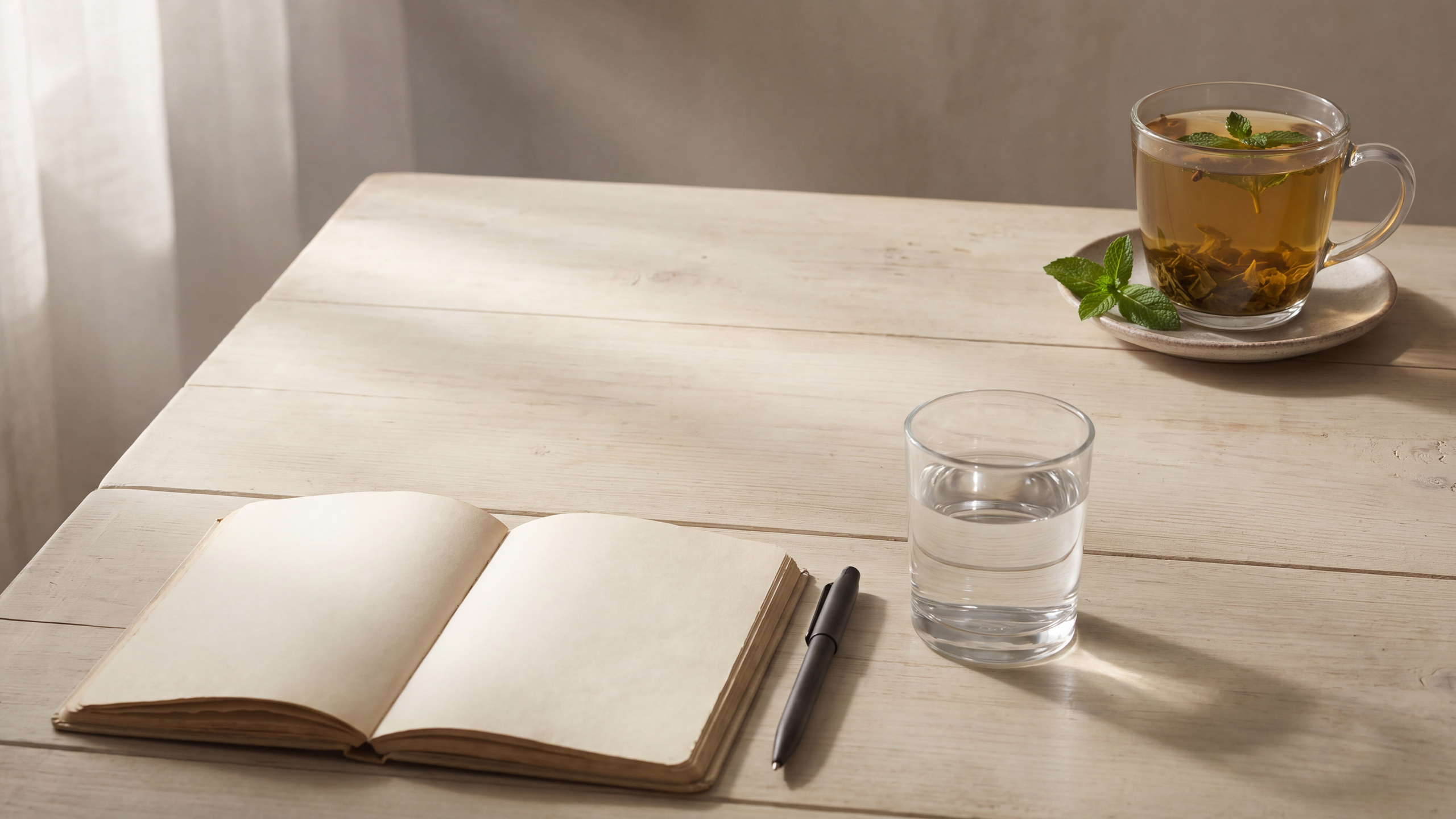 Cup of peppermint tea set aside illustrating when to avoid it with acid reflux