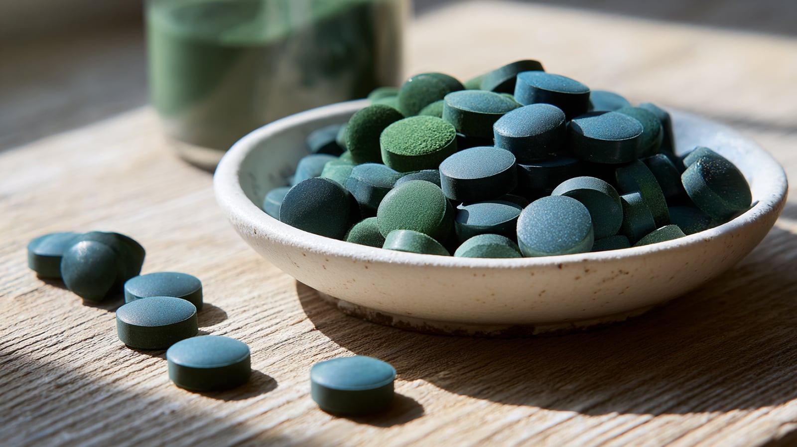 Third-party heavy-metal tested spirulina and chlorella supplements, illustrating the sourcing standard behind safe health benefits of spirulina and chlorella