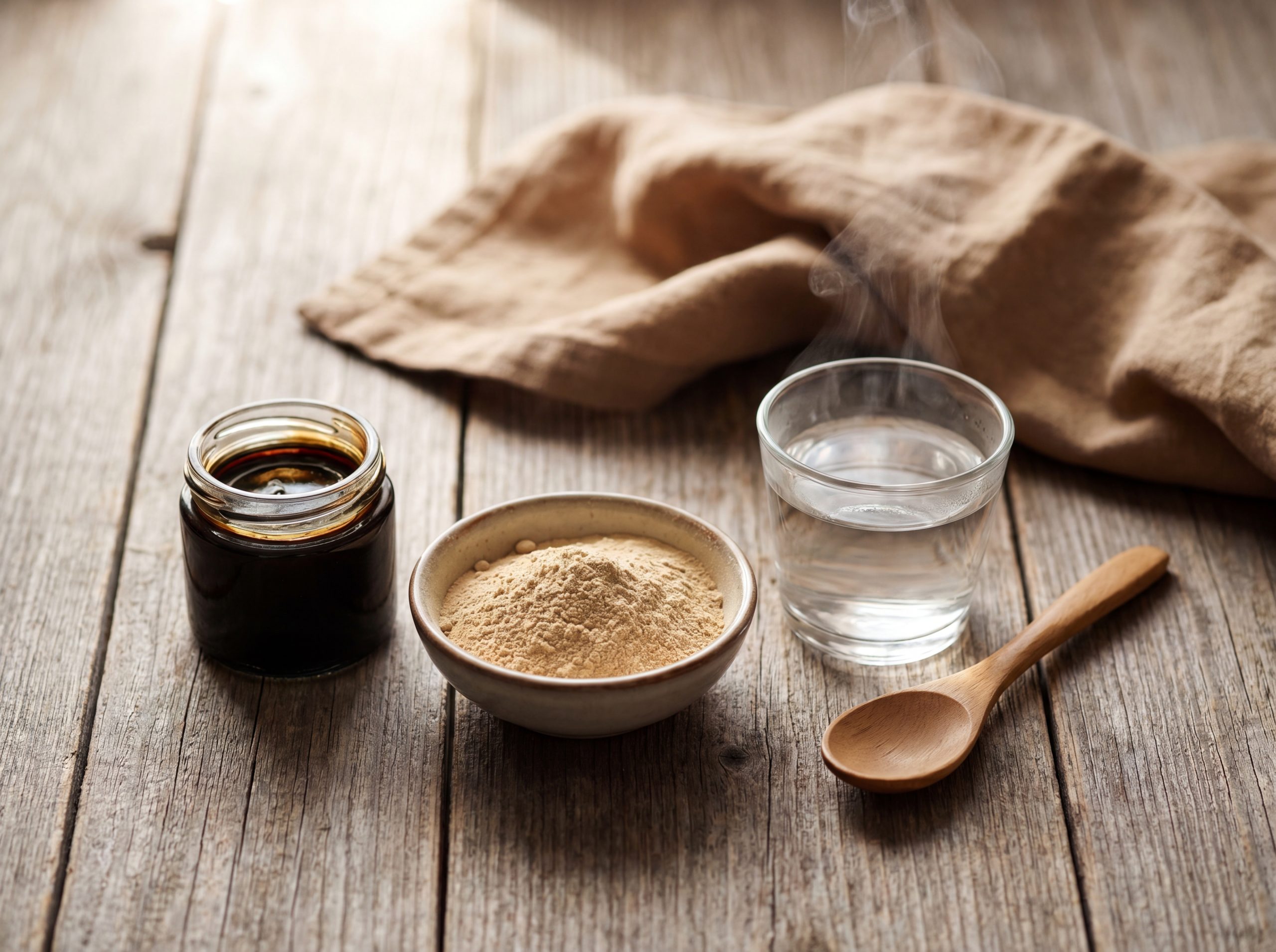 Shilajit and ashwagandha for libido shown side by side: dark resin in a jar next to tan ashwagandha root powder.