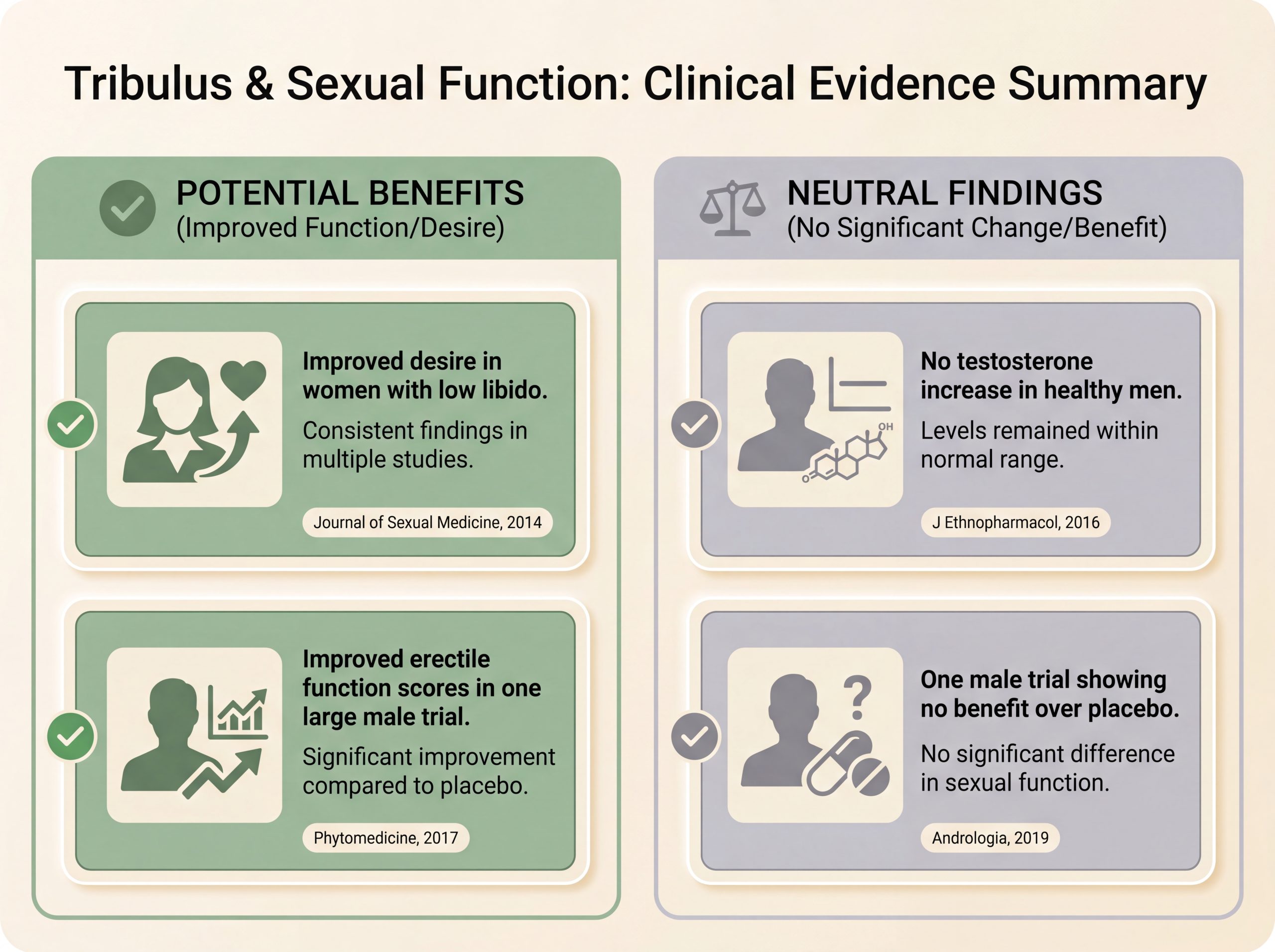 Balanced summary of Tribulus terrestris clinical trials on sexual function in men and women